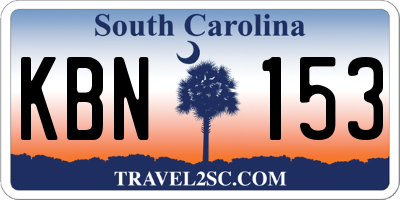 SC license plate KBN153