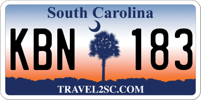 SC license plate KBN183