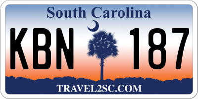 SC license plate KBN187