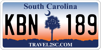 SC license plate KBN189