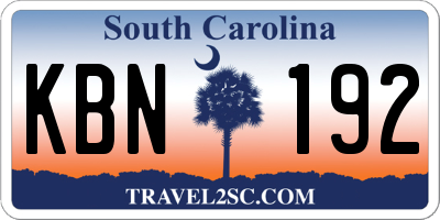 SC license plate KBN192