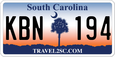 SC license plate KBN194