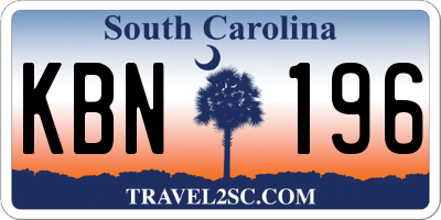 SC license plate KBN196