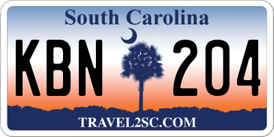 SC license plate KBN204