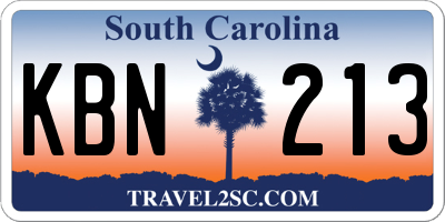 SC license plate KBN213