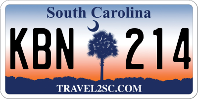 SC license plate KBN214