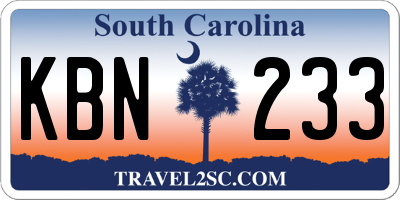 SC license plate KBN233