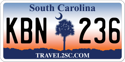 SC license plate KBN236