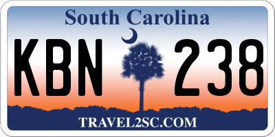 SC license plate KBN238