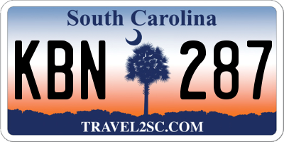 SC license plate KBN287