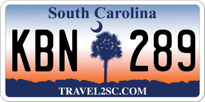 SC license plate KBN289