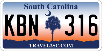 SC license plate KBN316