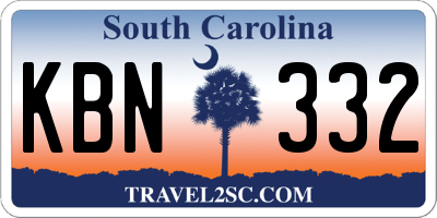SC license plate KBN332