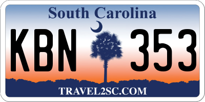 SC license plate KBN353
