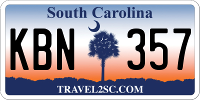 SC license plate KBN357