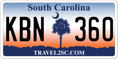 SC license plate KBN360