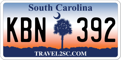 SC license plate KBN392