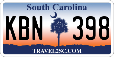 SC license plate KBN398