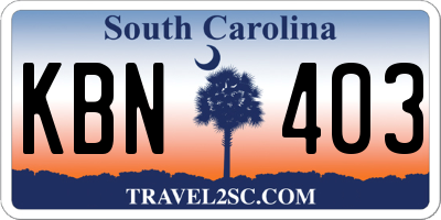 SC license plate KBN403