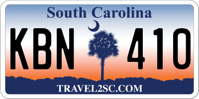 SC license plate KBN410