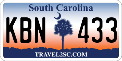SC license plate KBN433