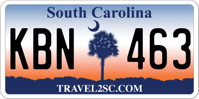 SC license plate KBN463