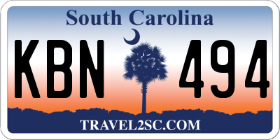 SC license plate KBN494