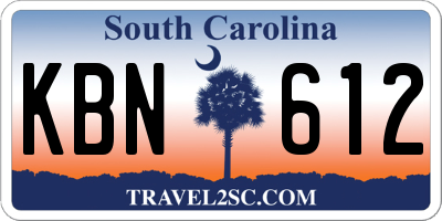 SC license plate KBN612