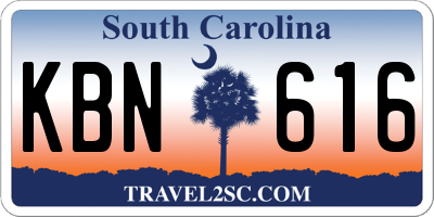 SC license plate KBN616