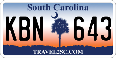 SC license plate KBN643