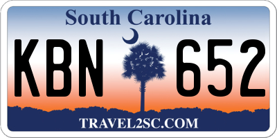 SC license plate KBN652