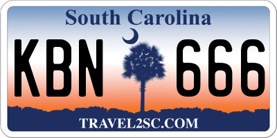 SC license plate KBN666
