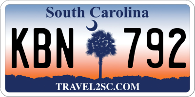 SC license plate KBN792