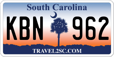 SC license plate KBN962