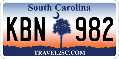 SC license plate KBN982