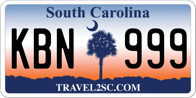 SC license plate KBN999