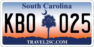 SC license plate KBO025