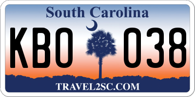 SC license plate KBO038