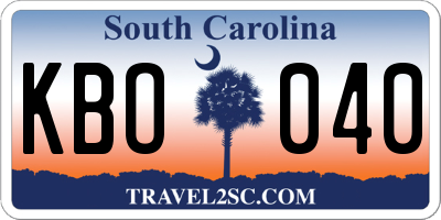 SC license plate KBO040