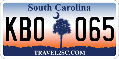 SC license plate KBO065