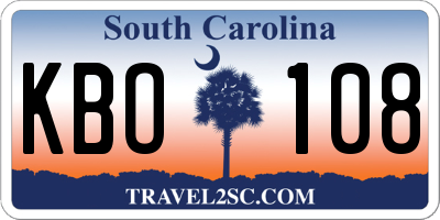 SC license plate KBO108