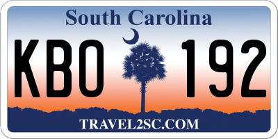 SC license plate KBO192