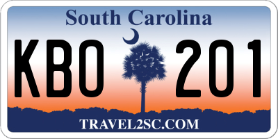 SC license plate KBO201