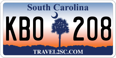 SC license plate KBO208