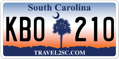 SC license plate KBO210