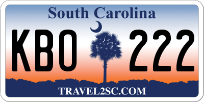 SC license plate KBO222