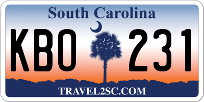 SC license plate KBO231