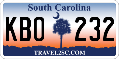 SC license plate KBO232