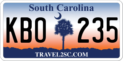 SC license plate KBO235