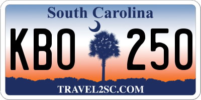 SC license plate KBO250